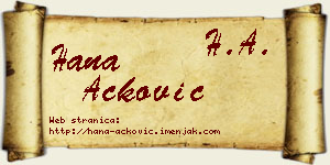 Hana Acković vizit kartica